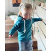 Dívčí mikina ušitá z tyrkysově modré látky teplákoviny