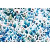 Potištěná teplákovina listí a květy – modrá, zelená