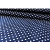 Tmavě modré bavlněné plátno s bílými puntíky
