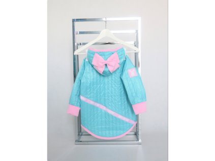 Prechodná pískacia bunda s mašľou aqua/baby ružová