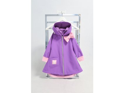 Pískací softshellový kabátik levanduľa//baby ružová