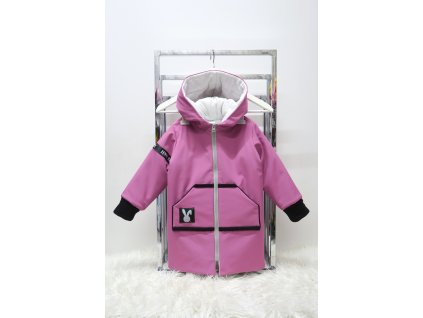 Zimná bunda s nášivkou lila pink/čierna