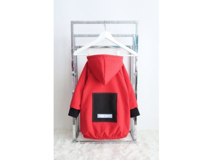 Soft predĺžená bunda s chĺpkovým rubom - červená