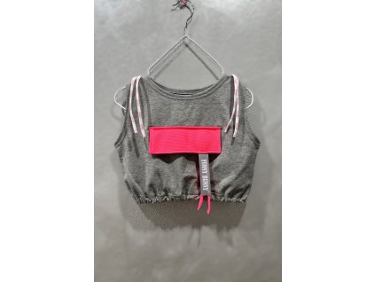 Pískací top so šnúrkami sivá/neón ružová
