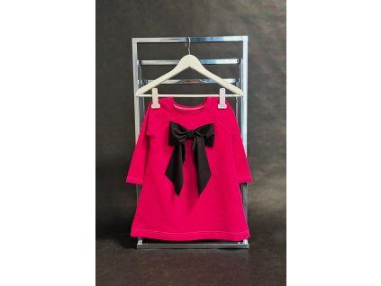 Pískacie šaty s mašľou - cyklamén