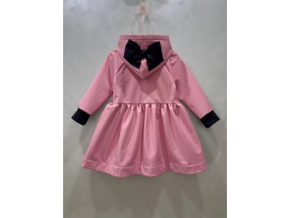 Pískací softshellový riasený kabátik pudrová ružová/čierna