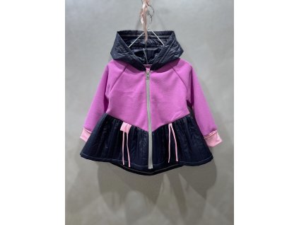 Pískací mikino-kabátik lila/modrý šušťák