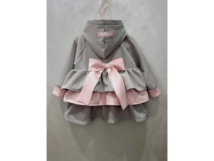 Pískací 3volánový softshellový kabát - sv. sivý