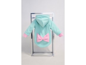 Zimná bunda s mašľou mint/baby ružová