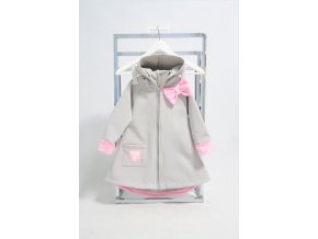 Pískací softshellový kabátik sv.sivá/baby ružová