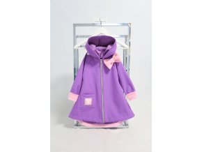 Pískací softshellový kabátik levanduľa/baby ružová