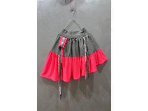 Pískacia sukňa so šnúrkami sivá/neón ružová