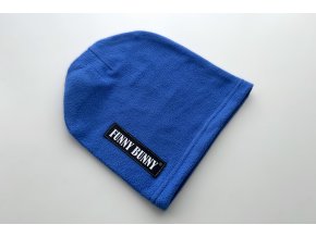 Pískacia flisová čiapka modrá/čierna páska