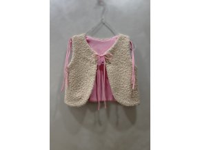 Obojstranná vesta beige bouclé/ružová vatička
