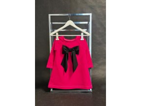 Pískacie šaty s mašľou - cyklamén