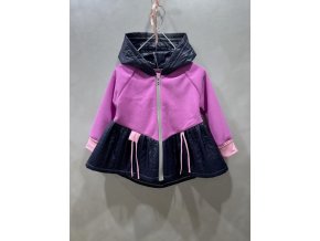 Pískací mikino-kabátik lila/modrý šušťák