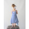 Pískacie letné šaty - modrý pásik