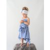 Pískacie letné šaty - modrý pásik