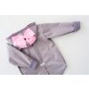 Pískací softshellový kabátik s mašľou sivý melír/ružová