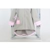 Pískací softshellový sťahovací kabátik s mašľou sivá/pásik ružová
