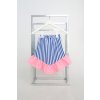 Pískacia sukňa s volánom pásik modrá/baby ružová
