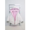 Prechodná obojstranná bunda s nášivkou biela/ružová