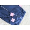 Softshellový predĺžený kabát modrý melír s ružovou nášivkou