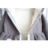 Pískací softshellový dvojvolánový kabát s chĺpkovým rubom - oceľ. sivá