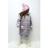 Zimná bunda s nášivkou sivý melír/baby ružová