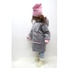 Zimná bunda s nášivkou sivý melír/baby ružová