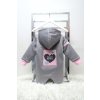 Zimná bunda s nášivkou sivý melír/baby ružová