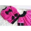 Pískacia hebučká teplá mikina hot pink/čierna