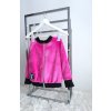 Pískacia hebučká teplá mikina hot pink/čierna