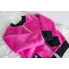 Pískacia hebučká teplá mikina hot pink/čierna