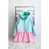 Pískací softshellový kabát kombi mint/baby ružová