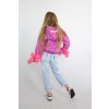 Pískacia softshellová bundička s mašľami na rukávoch lila pink/neón ružová