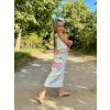 Teplákový pískací crop top s vreckom vanilka