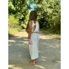 Teplákový pískací crop top s vreckom vanilka