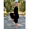 Pískacie princess šaty s dlhým rukávom - čierna
