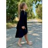 Pískacie princess šaty s dlhým rukávom - čierna