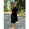 Pískacie princess šaty s dlhým rukávom - čierna