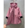Pískací softshellový riasený kabátik pudrová ružová/čierna