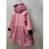 Pískací softshellový riasený kabátik pudrová ružová/čierna