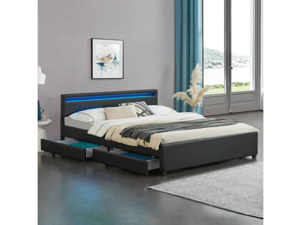 Čalouněná postel Lyon 140 x 200 cm - černá 25467