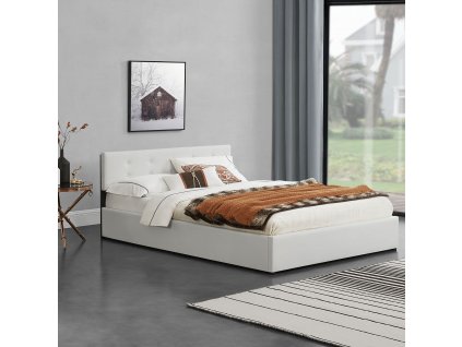 Čalouněná postel Marbella 140 x 200 cm bílá 25196
