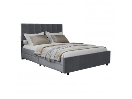 Čalouněná postel Soria 140 x 200 - šedá