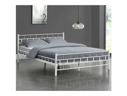 Kovová postel Malta 140 x 200 cm - bílá 28333