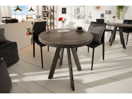 Jídelní stůl Iron Craft 80cm kulatý mango šedý 16614