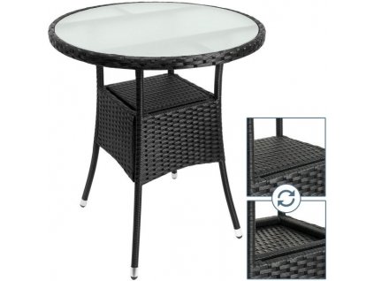 Ratanový stolek - Ø 60cm - černý 24062