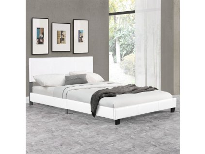 Čalouněná postel Bolonia 160x200 cm - bílá v interiéru